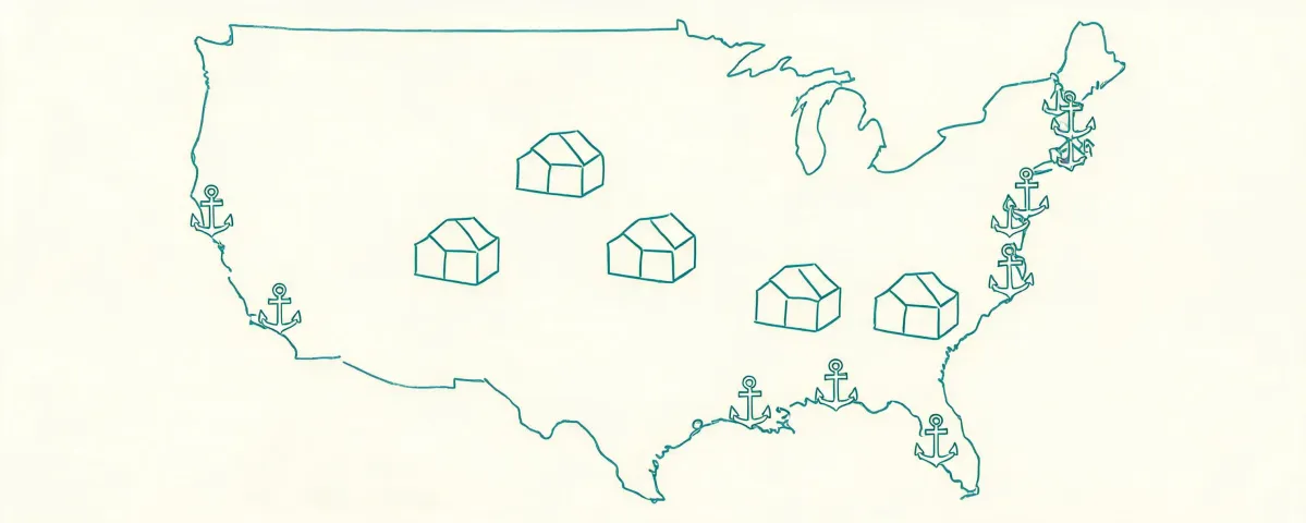 Abstract US destination sketch for hoist freight planning