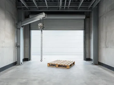 Receiving dock with chain hoist on a jib